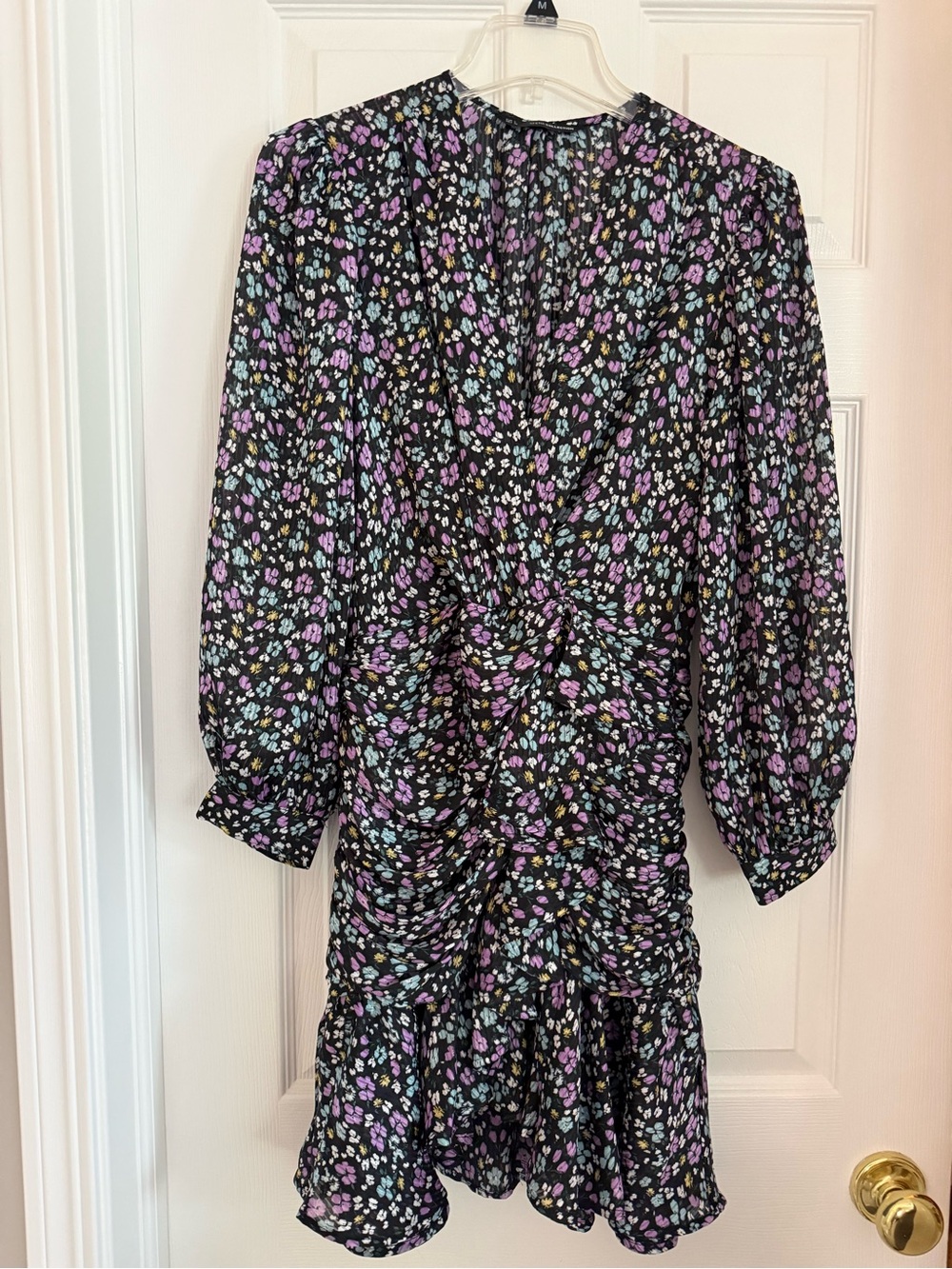 Floral Ruffle Casual Dress with Purple & Teal Accents
